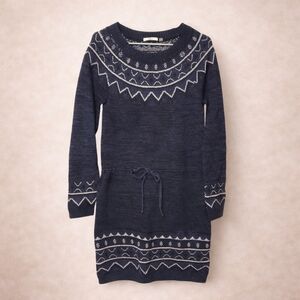 Dex Womens Medium Fair Isle Knit Sweater Dress Nordic Winter Long Sleeve